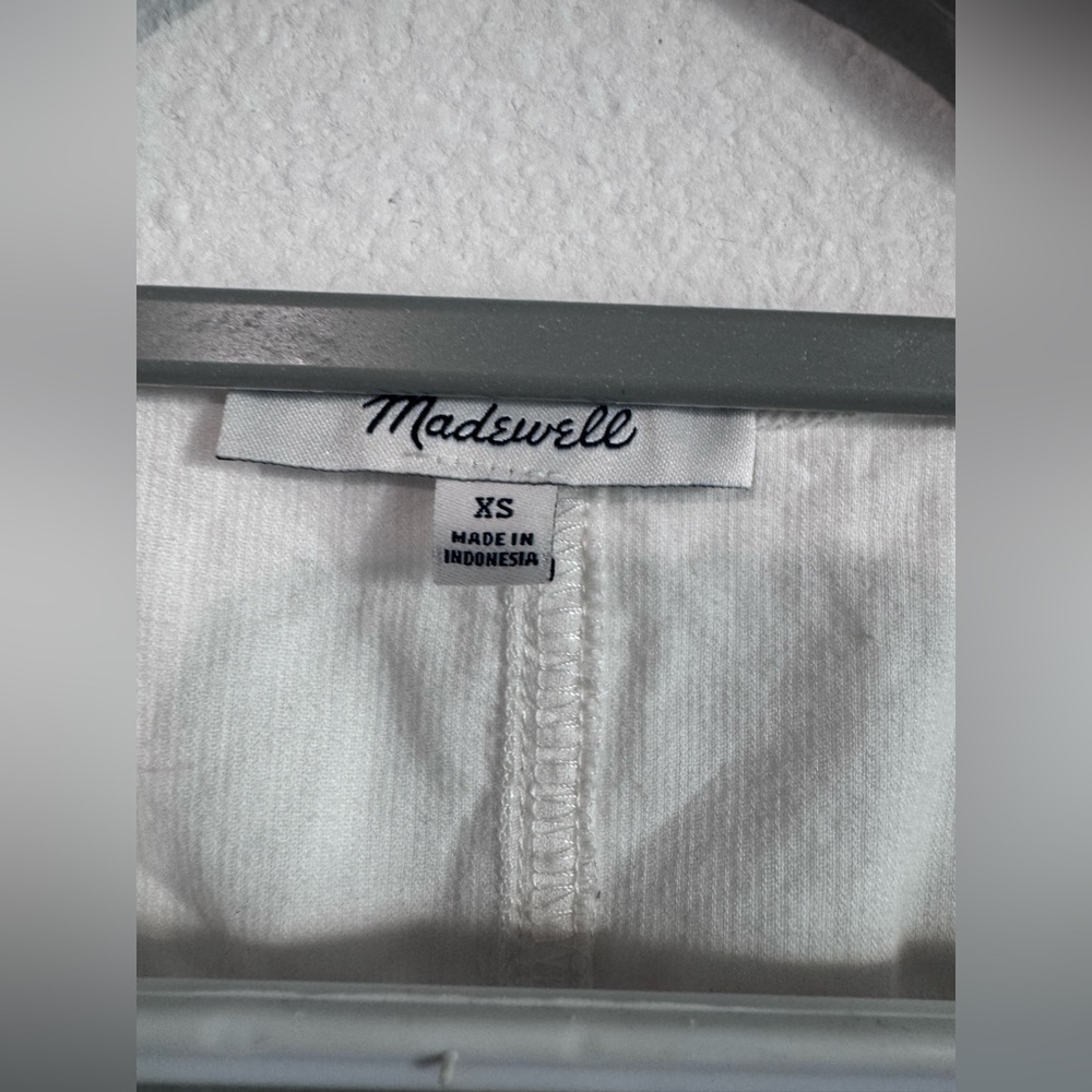 MADEWELL Corduroy Shirred-Sleeve Button-Front Top In Ivory Size extra small - Picture 4 of 10